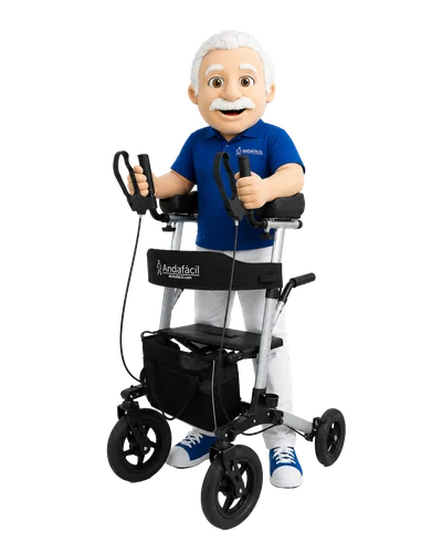 Don Andy con andadera vertical Andafacil para adultos mayores